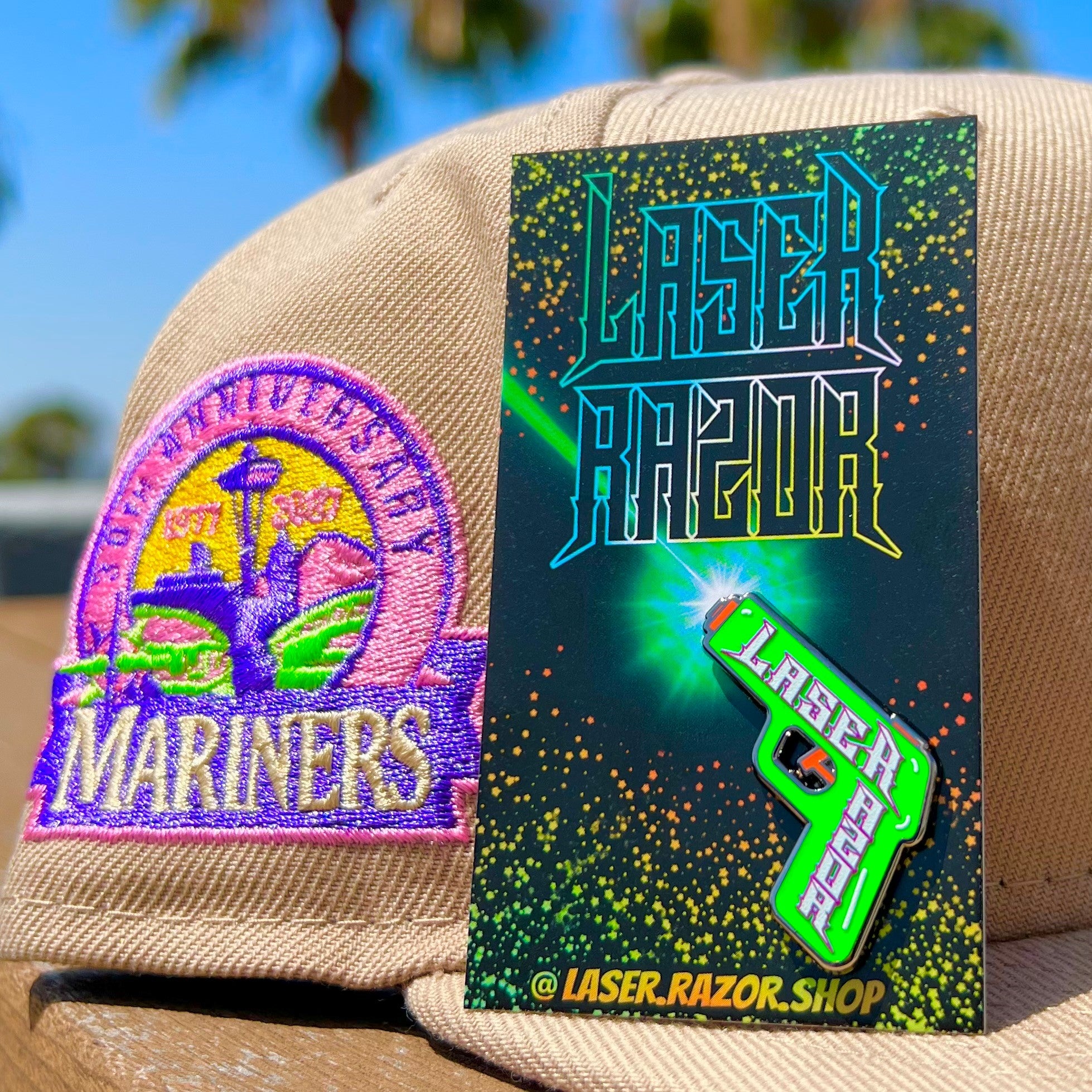 "LASERS IN THE CHAT" PIN - Laser Razor Shop